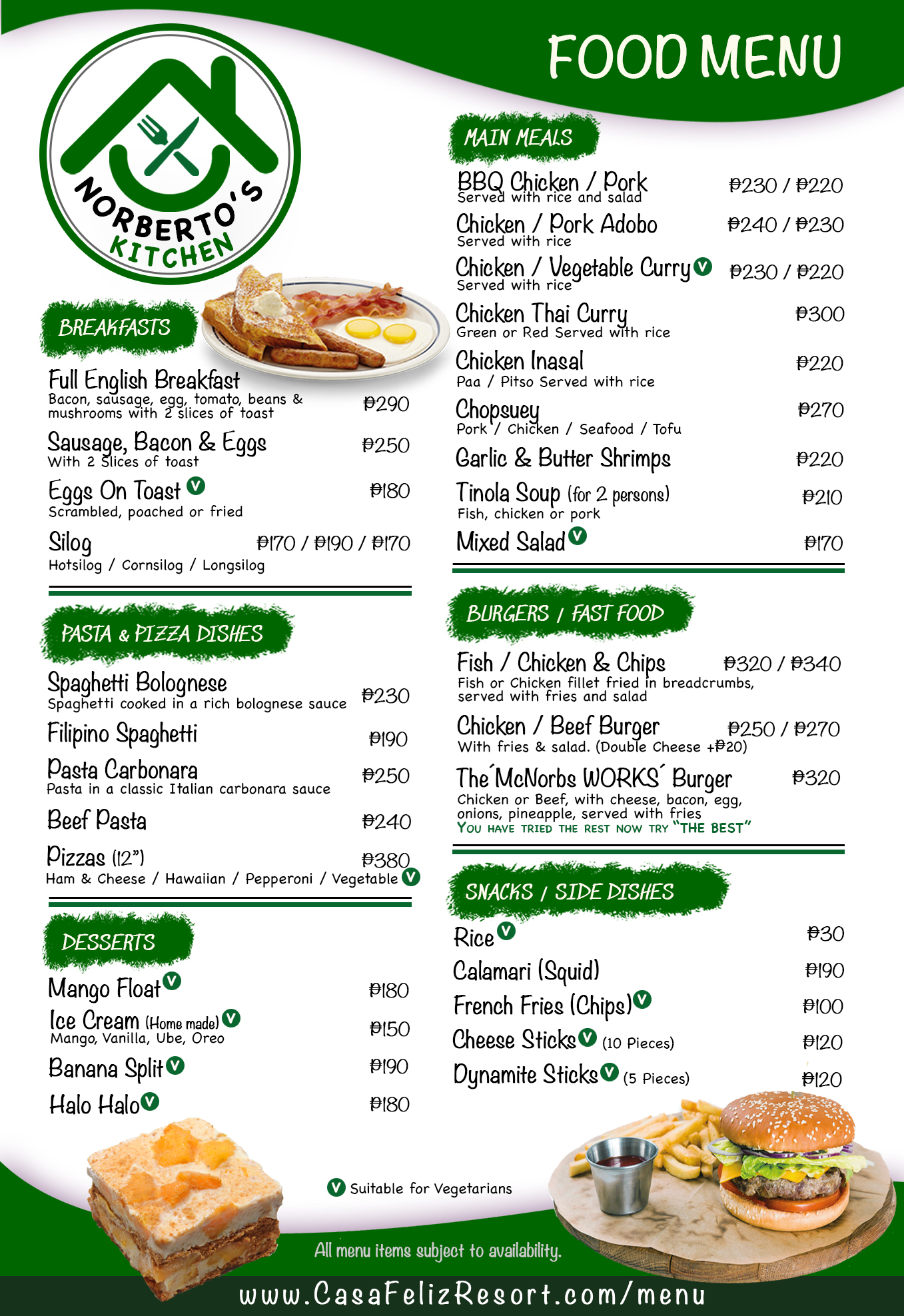 Norbertos Food Menu