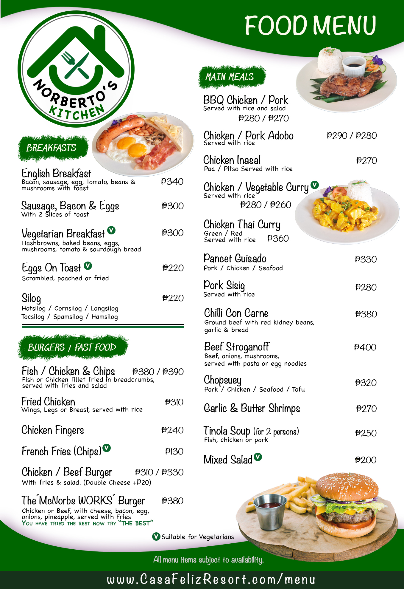 Norbertos Food Menu